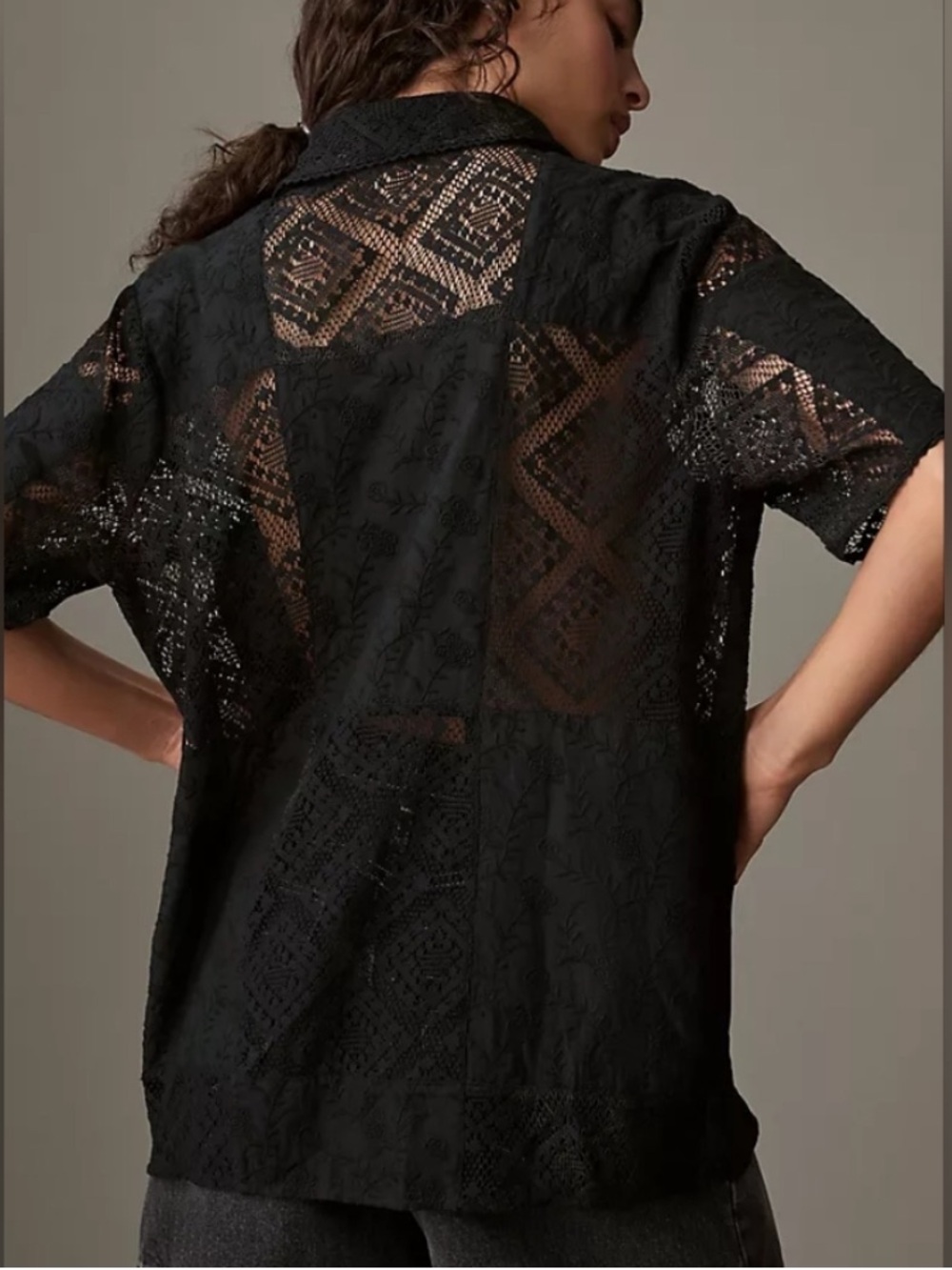Farm Rio Short Sleeve Lace Surf Shirt - Picture 9 of 14